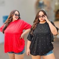 ราคา T shirt เสื้อคอกลมนำเข้า งานตอกเพชร รีดกากเพชร (25361850660)