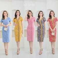 ราคา เดรสผ้า cotton พิมลายปาเต๊ะ คอวี ผ่าหน้า งานอัดกาว ทั้งชุด ทุกชิ้น ซิปซ่อนด้านหลัง (5391882454)