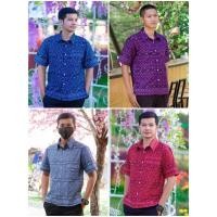 ราคา เชิร์ตผู้ชาย เนื้อผ้า cotton พิมพ์ลายไทยแพรวา กระดุมหน้า งานเชิร์ตผู้ชาย ผ้าไม่อัดกาว ไม่ซับใน (16513777960)