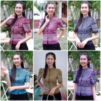 ราคา เสื้อเนื้อฝ้ายพิมลายขอ ลายพระราชทาน แบบน่ารักสุด ดีเทลคอจีน กระดุมนูนทองเหลือง แขนเ (15312565658)