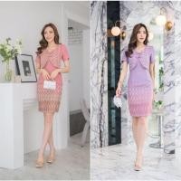 ราคา เดรสผ้าฝ้ายครามทอลายไทย แต่งกั๊ก ซับในสูททั้งชุด ซิปหลัง (20547419054)