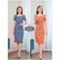 ราคา ชุดเดรสทรงหางปลาผ้าคอตตอลลายปาเต๊ะ อัดกาวทั้งชุด คอเหลี่ยม แต่งกระดุมหลอกด้านหน้า ซิปหลัง (8251269446)