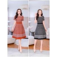 ราคา ชุดเดรสทรงย้วยผ้าฝ้ายทอพิมพ์ลายหมักโคลน พิมลายขอ อัดกาวทั้งชุด งาน ซิปหลัง (18474505083)