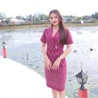 ราคา ชุดเดรสผ้าฝ้ายหมักโคลนพิมพ์ลาย ทรงสอบคอสูท กระดุมปั๊ม ชุดผ่าหลัง งานอัดกาวทั้งชุด ทุกชิ้น ซิปซ่อนด้านหลัง (16432280837)