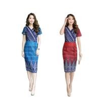 ราคา ชุดเดรสผ้าฝ้ายหมักโคลน ลายทูโทน ทรงสอบตัดไขว้อกติดโบว์ข้าง บุซับในยืดทั้งชุด งานซิปซ่อนด้านหลัง (5649536128)