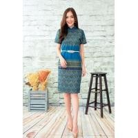 ราคา ชุดเดรสผ้าฝ้ายหมักโคลน อาบน้ำยานิ่ม ซิปหลัง คอจีน ซับในยืดทั้งชุด (4714819162)