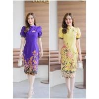 ราคา ชุดเดรสผ้าปาเต๊ะ คอจีนแต่งกระดุม น่ารัก เนื้อผ้าดี งานอัดกาวทั้งชุด ซิปซ่อนด้านหลัง (25479002858)