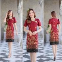 ราคา ชุดเดรสผ้าปาเต๊ะJAVA อินโดแท้ ทรงสอบคอเฉียงกุ้นไหมสีทองงานอัดกาวทั้งชุด ทุกชิ้น ซิปซ่อนด้านหลัง (19736264965)