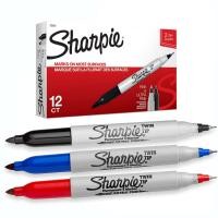 ราคา Sharpie ปากกาเคมี ปากกา Permenent ชาร์ปี้ 2 หัว 0 3mm 1 0mm กล่องละ 12 ด้าม (3339565314)