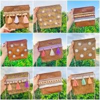 ราคา กระเป๋าสาน แต่งพู่ kapooklook เลือกลาย (1938473562)