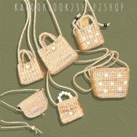 ราคา กระเป๋าสาน ผักตบชวา ตกแต่ง กระเป๋าสะพายข้างแฟชั่นผู้หญิง เลือกแบบกดใส่รถเข็น (2346021398)