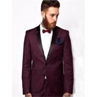 ราคา เจ้าบ่าวแหลมสีดำ Lapel เจ้าบ่าว Tuxedos Burgundy Mens ชุดงานแต่งงานที่ดีที่สุด Man เสื้อ กางเกง คุณภาพดีชุดสูทi (19225925838)