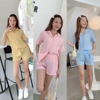 ราคา ชุดเซ็ตเสื้อเชิ๊ตกางเกงขาสั้น สไตล์เกาหลี สินค้าพร้อมส่ง (23052154728)