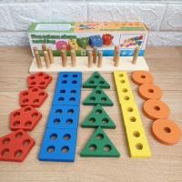 ราคา Kids Learning ของเล่นไม้ สวมหลักรูปทรง สวมหลักไม้ ของเล่นไม้สวมหลัก (22948258841)