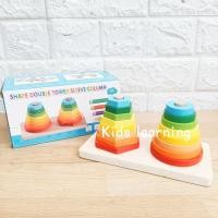 ราคา Kids learning ส่งจากไทย ของเล่นไม้ สวมหลักไม้ สวมหลักรูปทรง สวมหลัก 8 ชั้น (22552565085)