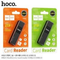 ราคา ตัวอ่านการ์ด ตัวอ่านเอสดีการ์ดเข้าคอมพิวเตอร์ card reader SD CARD Hoco HB20 2in1 Card Reader Support 2TB (6178826865)