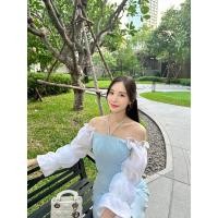 ราคา Mini bubble dress พร้อมส่ง เข็มกลัดซื้อแยก60bath มินิเดรส เดรสสั้นแขนพองสุดน่ารัก เดรสออกงาน ใส่เที่ยว Endopamii (22564624982)