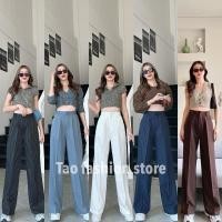 ราคา กางเกงขากระบอกกลางลายริ้ว (22125002719)