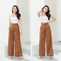 ราคา ขายาวทรงกระบอกใหญ่แต่งกระดุมหน้าผ้าทอลาย สีขาวริ้วเล็ก (6374513665)