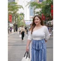 ราคา Plus size เสื้อสาวอวบผ้าร่องปาดไหล่ข้าง SP 02 อก 40 50 Chubbystories (22029517282)