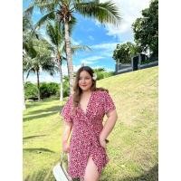 ราคา Plus size เดรสสาวอวบผูกลายดอก SP 21 อก 36 44 Chubbystories (20885513029)