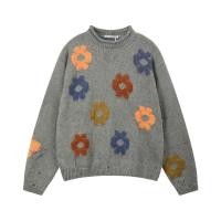 ราคา Acne Studios2023 ฤดูใบไม ้ ร ่ วงฤดูหนาวผลิตภัณฑ ์ ใหม ่ ดอกไม ้ Distressed Retro Ripped เสื ้ อกันหนาวหลวมแขนยาวหนาเสื ้ อกันหนาว Jacquard หนารอบคอเหงื ่ อ (27403088681)