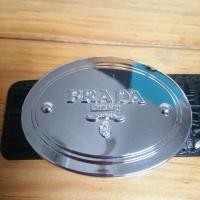 ราคา เข็มขัด แบรนด์เนม ปราด้า Prada มือสอง สภาพดี มาก หนังแท้สีดำ หนังจรเข้ หัวเข็มขัดเป็นโลหะสีเงิน สวยมาก ดูใหม่มาก (27452365933)