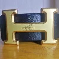 ราคา เข็มขัด แบรนด์ดัง แอร์เมส Hermes มือสอง สภาพดี มาก สายหนังแท้สีดำ หัวเข็มขัดโลหะสีทอง สวยมาก (27150487565)