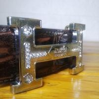 ราคา เข็มขัด แบรนด์ดัง แอร์เมส Hermes มือสอง สภาพดี มาก หัวเข็มขัดฝังเพชรบนโลหะสีเงิน สายหนังแท้สีน้ำตาล สวยมาก (25928006067)