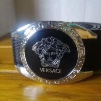ราคา เข็มขัด แบรนด์เนม เวอร์ซาเช่ VERSACE มือสอง สภาพดีมาก หนังแท้สีน้ำตาล หัวเข็มขัดโลหะสีเงินและดำมี สัญลักษณ์เวอร์ซาเช่ (25530134794)