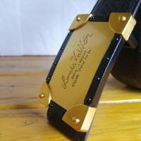 ราคา เข็มขัด แบรนด์เนม หลุยส์ วิตตอง LouisVuitton มือสอง สภาพดี หนังแท้สีดำ หัวเข็มขัดโลหะสีทองขอบสีดำ สวยมาก (24580035544)