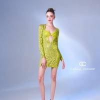 ราคา CALLING COSTUME เดรสเลื่อมสีเขียวมะนาวสุดซี๊ด เปรี้ยวจี๊ดไม่เหมือนใคร ดีเทลหนังนิ่มสีเดียวกันช่วงอก Dress CL637 (25260055728)