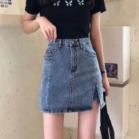 ราคา กระโปรงยีนส์ทรงเอ กระโปรงยีนส์ เเบบผ่าข้าง มีทั้งหมด5สี (24217631952)