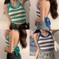 ราคา เสื้อคล้องคอไหมพรม เปิดหลัง ลายทางดีเทลผูกหลังน่ารักๆ 1502106 (24101903619)