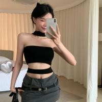 ราคา เสื้อครอปท็อป เสื้อคล้องคอเปิดไหล่ เอวลอย ผ้ายืดได้ รัดรูปเซ็กซี่ 1502155 (24524333915)