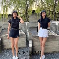 ราคา HAPSKT01 mini skirt กางเกงกระโปรงผ้าฝ้ายแท้ปักโลโก้ กางเกงป้ายหน้า (22662623514)