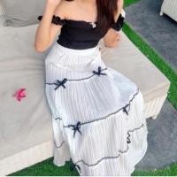 ราคา A27 กระโปรงยาว แต่งโบว์ ผ้าเปลือกไม้ สาวอวบใส่ได้ (26101447206)