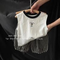 ราคา F X ชุดเสื้อยืด กางเกงขาสั้น ผ้าฝ้ายแท้ สไตล์เกาหลี สองชิ้น สําหรับเด็กผู้ชาย 2024 (25772869489)