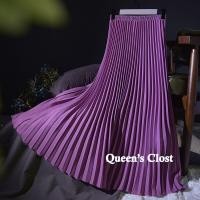 ราคา กระโปรงยาว ผ้าเรยอน เอวสูง ทรงเอ ทรงหลวม สีดํา สีม่วง แฟชั่นฤดูร้อน สไตล์อเมริกันเรโทร (25175089770)