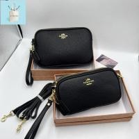 ราคา กระเป๋าสะพายข้าง สีดำล้วน แบบสอง ซิปสองช่อง หนังนิ่มสวยมีพร้อมส่ง (18188880739)