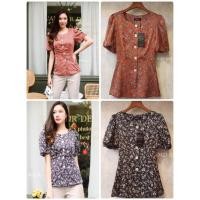 ราคา MD023 เสื้อคอเหลี่ยมผ่าหน้าแขนพองลายดอก (9621897357)