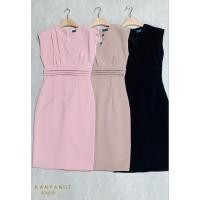 ราคา KN028 เดรสคอวีป้ายแขนกุด S M L XL (24763823243)