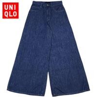 ราคา กางเกงยีนส์ขากว้าง แบรนด์ Uniqlo hight rise super wide jeans 26 27 (28553633306)