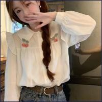 ราคา เชอร์รี่เสื้อแขนยาวผู้หญิงฝรั่งเศสตุ๊กตาปกออกแบบด้านบน (28553729032)