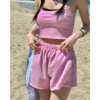 ราคา Gwenny M XL ผู้หญิง 2pcs บิกินี่ทัวร์วันหยุดสีชมพูเอวสูงสีทึบสไตล์เกาหลีชุดว่ายน้ำ (27851606767)