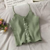 ราคา สายเดี่ยว เสื้อไหมพรม สไตล์เกาหลีทรงเซ็กซี่ ผ้านิ่มใส่สบาย กระดุมหน้า พร้อมส่ง (16074259521)