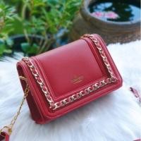 ราคา มีของพร้อมส่ง กระเป๋าแฟชั่นสะพายข้าง หน้าโซ่ Pawanno สีแดงไวน์ ร้านถ่ายเองค่ะ (23301835801)