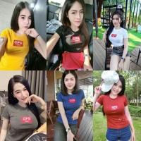 ราคา เสื้อยืดรัดรูปนมโต งานปัก งานปั๊มปิ๊ก สีพื้น (25878481049)