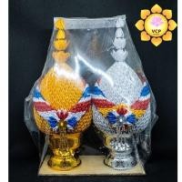ราคา พานพุ่มเงินทอง เนื้อผ้า ขนาดกลาง เบอร์4 6 (1280537995)