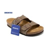 ราคา Birkenstock Arizona Soft Sole Double Button Men Women Beach Sandals 751 Oil Wax Coffee Color (24077753181)
